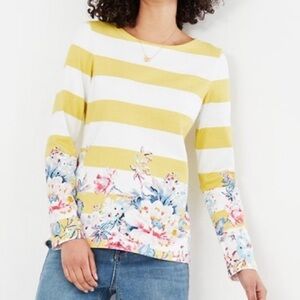 Joules Striped Floral Print 3/4 Sleeve Blouse